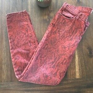 Snakeskin Print Red and Black Jeans Current/Elliott Size 30
